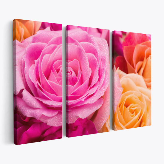 Cuadro tríptico - Rosas de colores