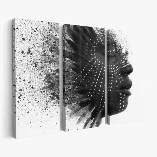 Cuadro tríptico - Rostro de mujer africana