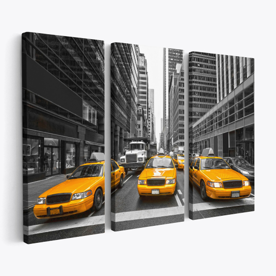 Cuadro tríptico - Taxis de Nueva York