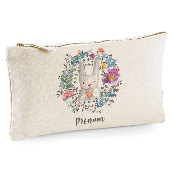 Estuche / Bolsa - Conejo floreado