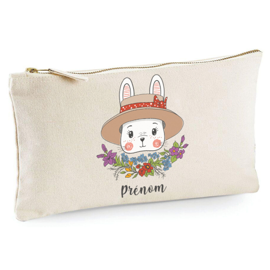 Estuche / Bolsa - Conejo floreado
