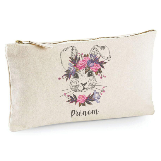 Estuche / Bolsa - Conejo floreado