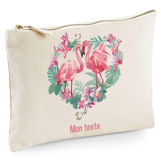 Estuche / Bolsa - Flamencos Rosas Corazones