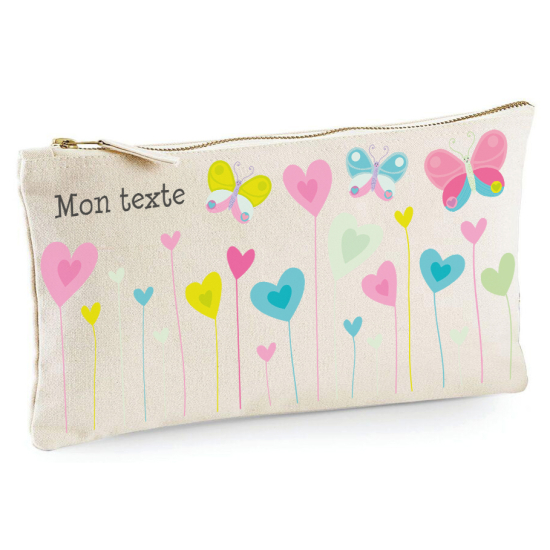 Estuche / Bolsa - Flores corazones mariposas
