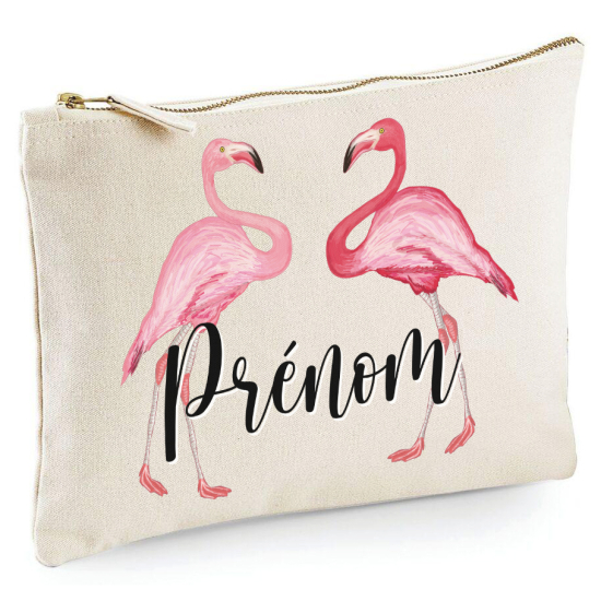 Estuche / Bolsa - Nombre Flamencos Rosados