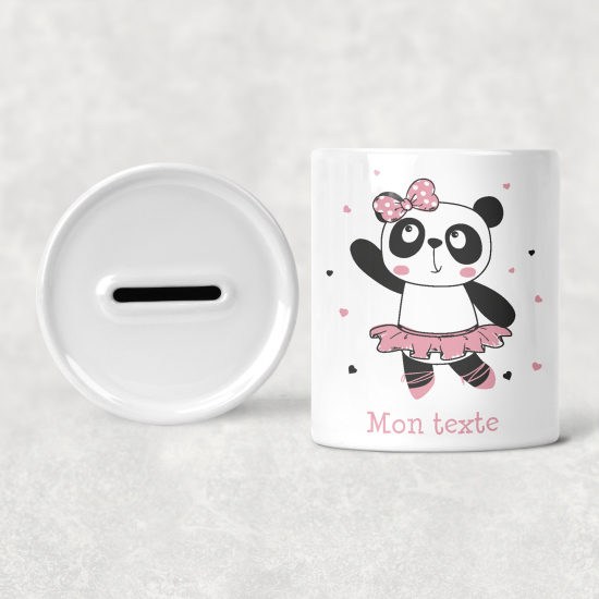Hucha para niños personalizada - Infantil - Bailarina Panda Corazones