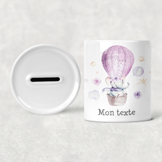 Hucha para niños personalizada - Infantil - Elefante Montgolfiera
