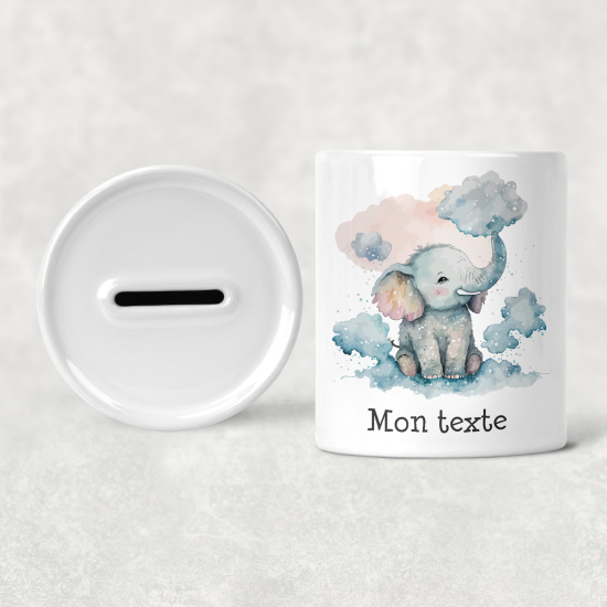 Hucha para niños personalizada - Infantil - Elefante Nubes