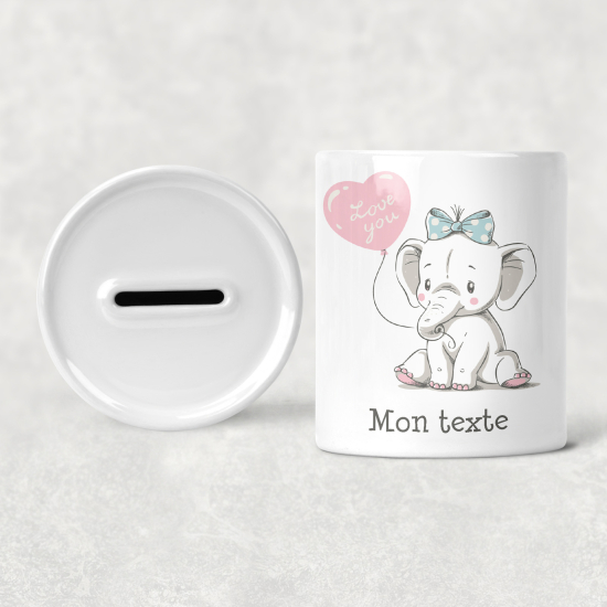 Hucha para niños personalizada - Infantil - Elefantito corazón