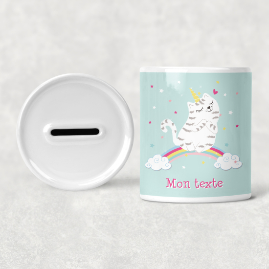 Hucha para niños personalizada - Infantil - Gato Unicornio