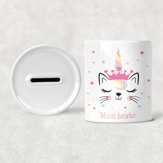 Hucha para niños personalizada - Infantil - Gato Unicornio