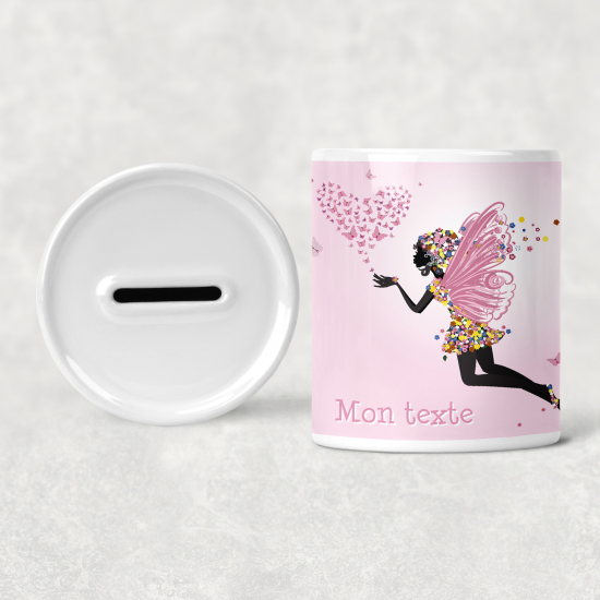 Hucha para niños personalizada - Infantil - Hada Corazones Mariposas