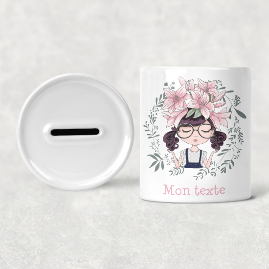 Hucha para niños personalizada - Infantil - Niña Pequeña Flores