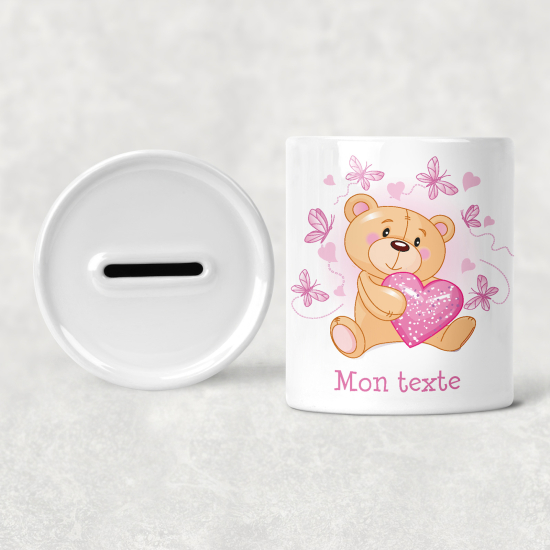 Hucha para niños personalizada - Infantil - Osito Corazón