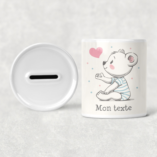 Hucha para niños personalizada - Infantil - Osito Corazón