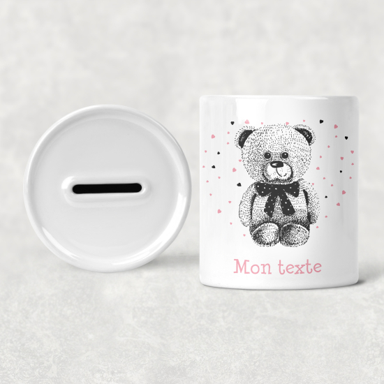 Hucha para niños personalizada - Infantil - Osito Corazones