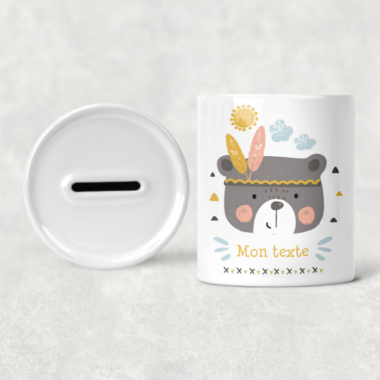 Hucha para niños personalizada - Infantil - Osito Indio