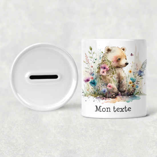 Hucha para niños personalizada - Infantil - Osos Flores