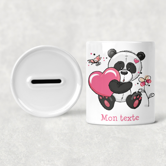 Hucha para niños personalizada - Infantil - Panda Corazón