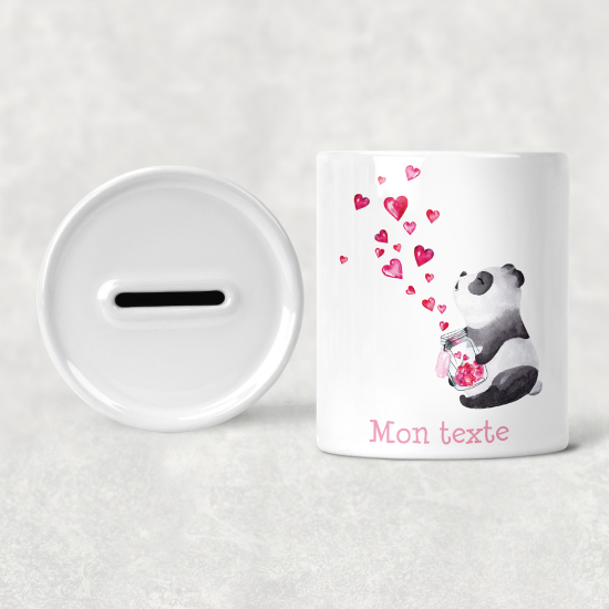 Hucha para niños personalizada - Infantil - Panda Corazones