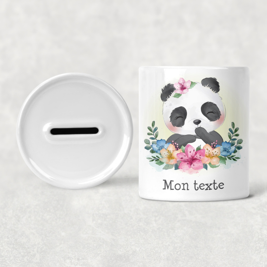 Hucha para niños personalizada - Infantil - Panda flores