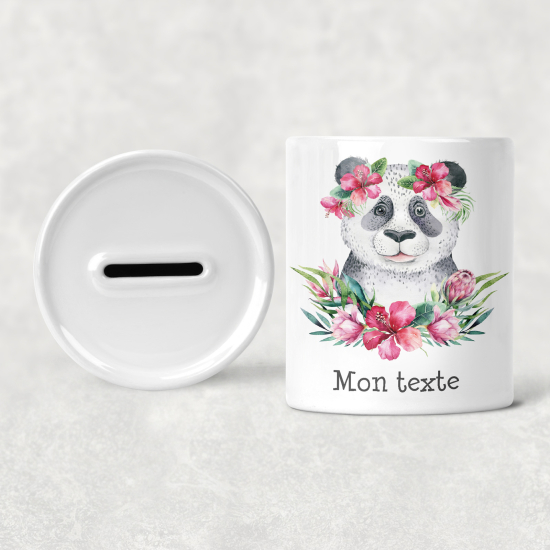 Hucha para niños personalizada - Infantil - Panda Flores
