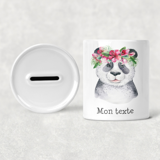 Hucha para niños personalizada - Infantil - Panda Flores