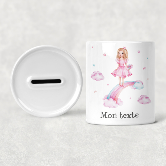 Hucha para niños personalizada - Infantil - Princesa Arcoíris