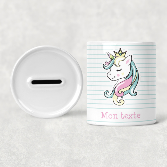 Hucha para niños personalizada - Infantil - Princesa Unicornio