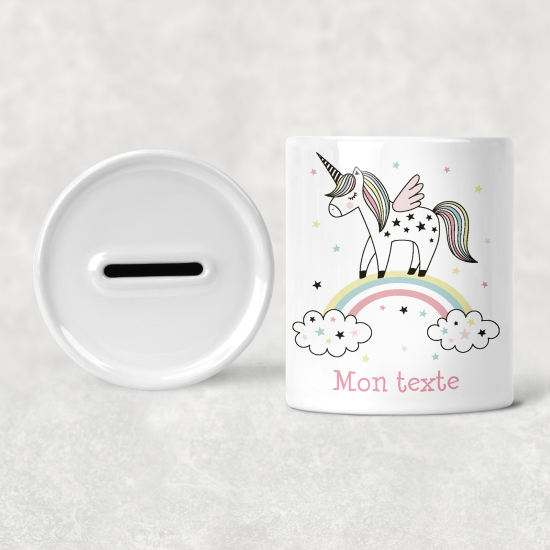 Hucha para niños personalizada - Infantil - Unicornio Arcoíris