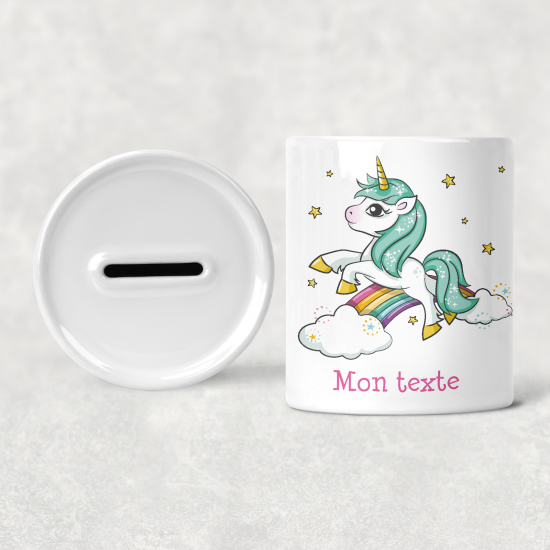 Hucha para niños personalizada - Infantil - Unicornio Arcoíris