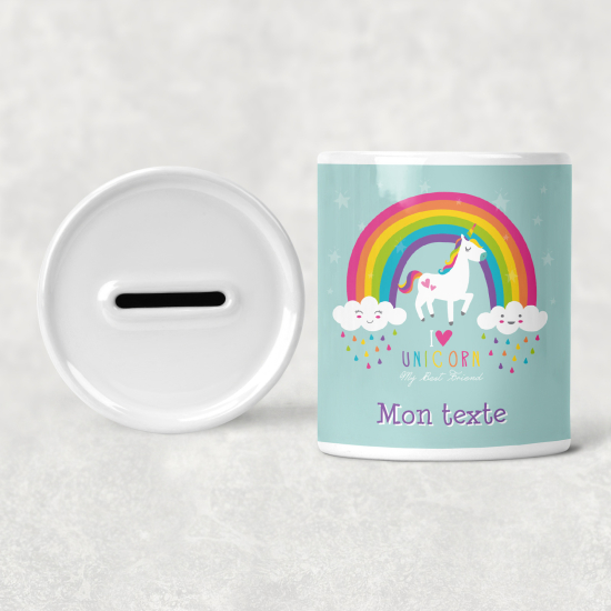 Hucha para niños personalizada - Infantil - Unicornio Arcoíris
