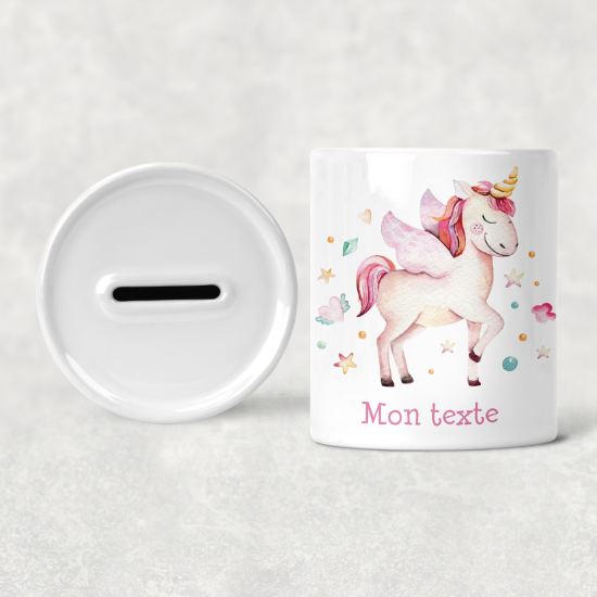 Hucha para niños personalizada - Infantil - Unicornio Estrellas