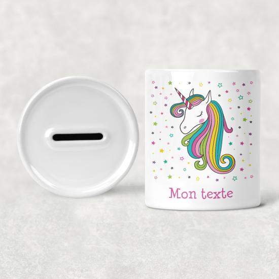 Hucha para niños personalizada - Infantil - Unicornio Estrellas