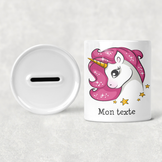 Hucha para niños personalizada - Infantil - Unicornio Rosa