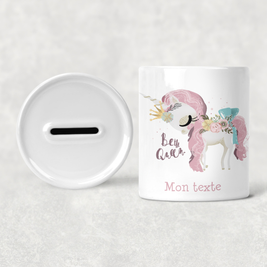 Hucha para niños personalizada - Infantil - Unicornio Sé la Reina