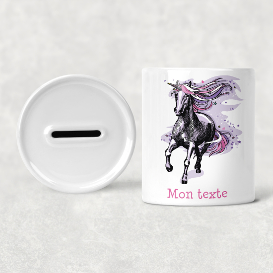 Hucha para niños personalizada - Infantil - Unicornio Violeta