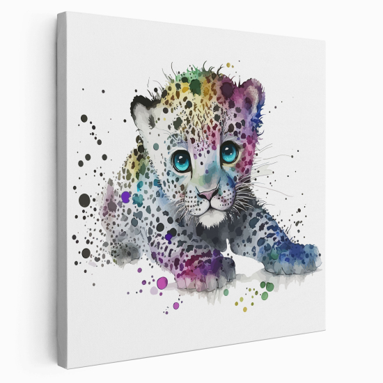 Lienzo cuadrado para niños - Infantil - Bebé Leopardo