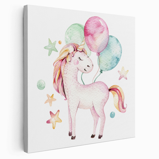 Lienzo cuadrado para niños - Infantil - Globos de Unicornio