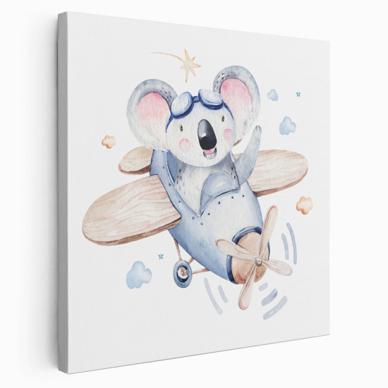 Lienzo cuadrado para niños - Infantil - Koala Aviador