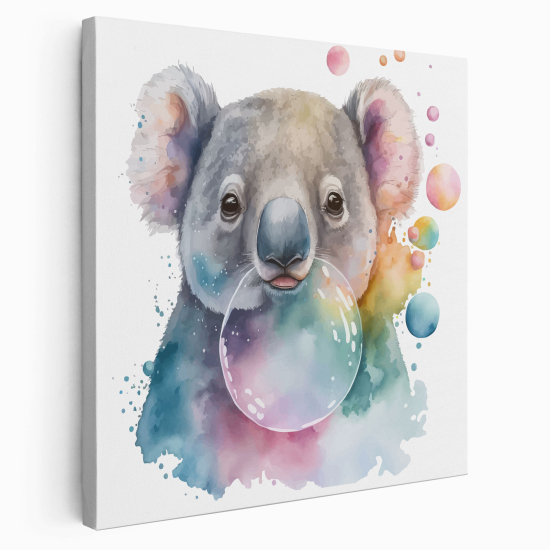 Lienzo cuadrado para niños - Infantil - Koala burbuja