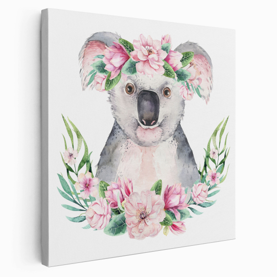 Lienzo cuadrado para niños - Infantil - Koala Flores