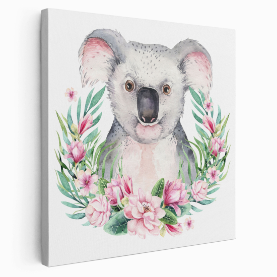 Lienzo cuadrado para niños - Infantil - Koala Flores