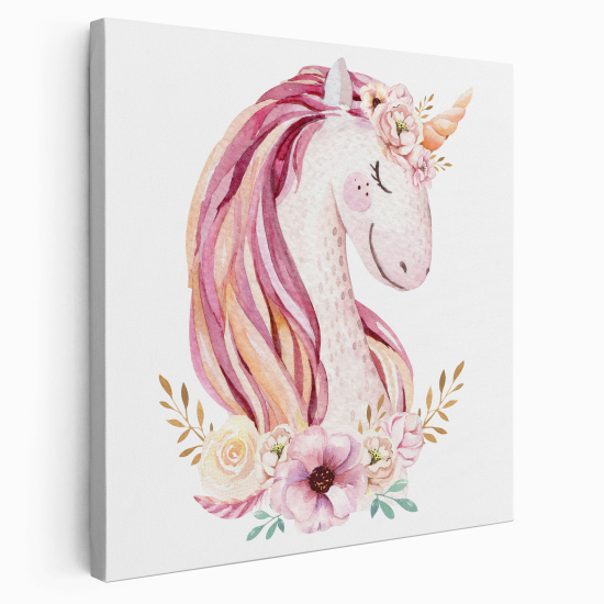 Lienzo cuadrado para niños - Infantil - Licorne Flores