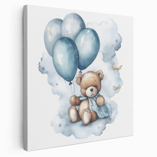 Lienzo cuadrado para niños - Infantil - Osito Globos