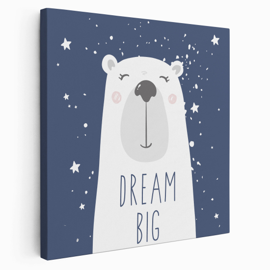 Lienzo cuadrado para niños - Infantil - Oso Polar Dream Big