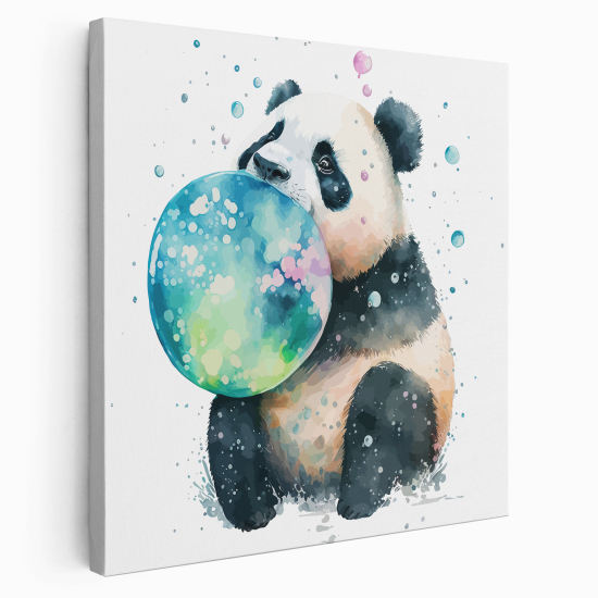 Lienzo cuadrado para niños - Infantil - Panda burbuja