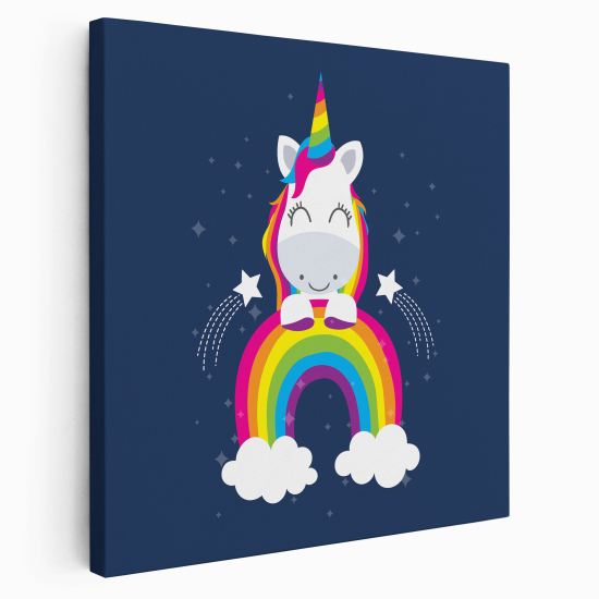 Lienzo cuadrado para niños - Infantil - Unicornio Arcoíris