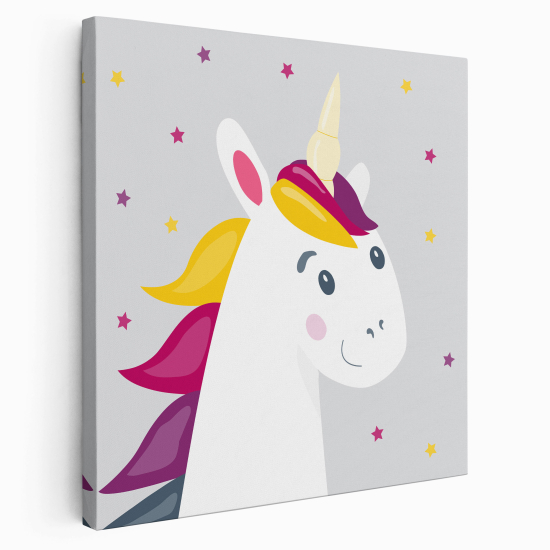 Lienzo cuadrado para niños - Infantil - Unicornio Estrellas