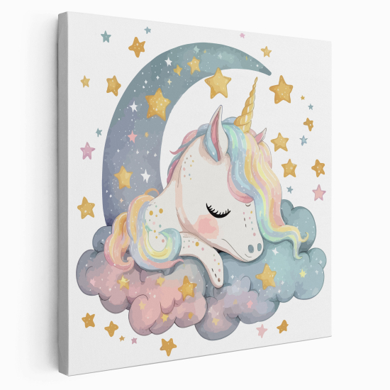 Lienzo cuadrado para niños - Infantil - Unicornio Luna